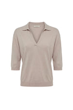 LINEN COTTON - GD Buttonless Polo 3/4 Sleeve 14gg