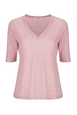 DOJA - Linen Viscose V Neck Short Sleeve T-shirt
