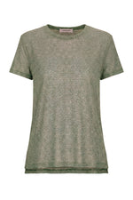 INES - Linen Viscose T-shirt With Double Length