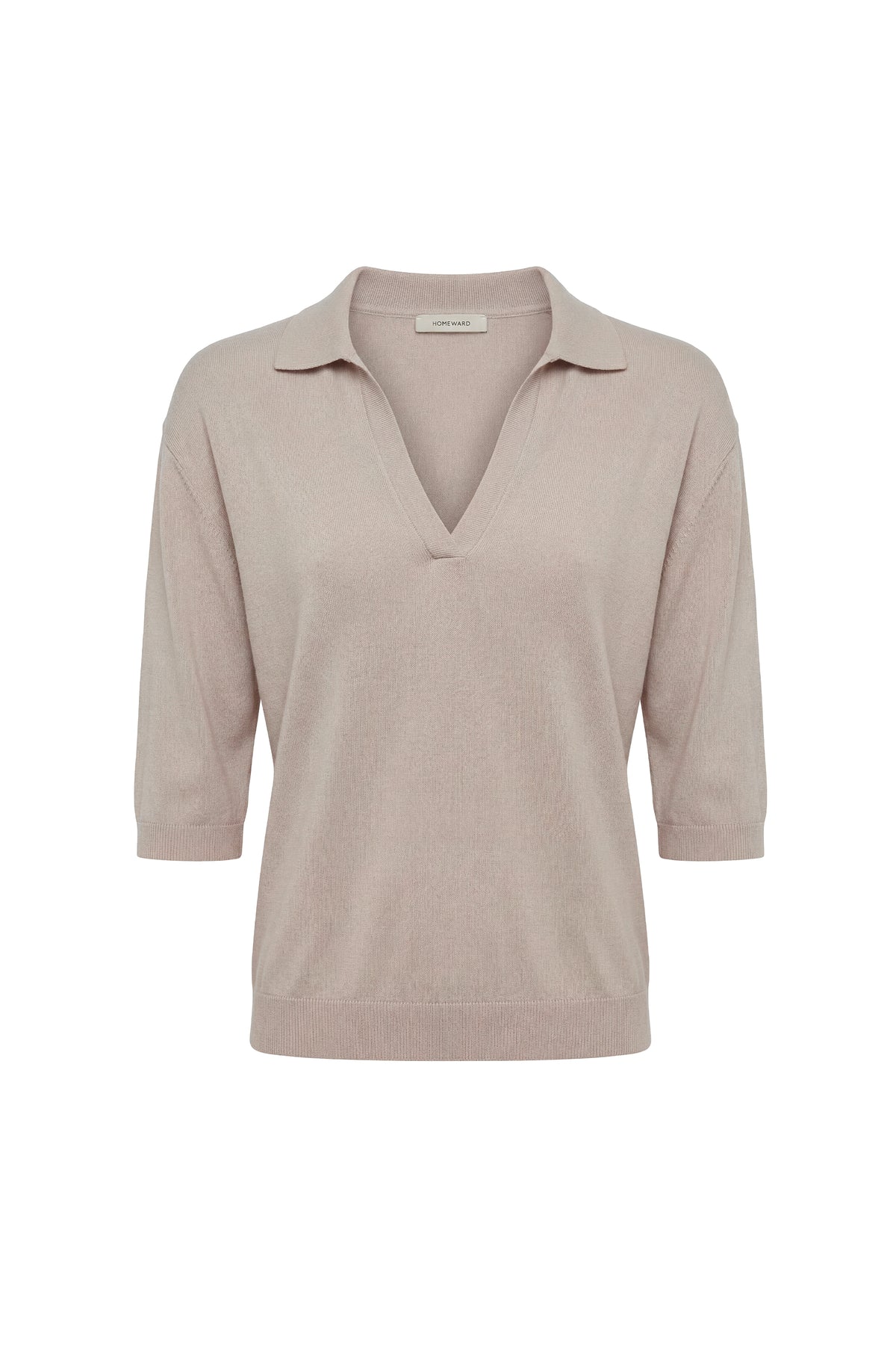 LINEN COTTON - GD Buttonless Polo 3/4 Sleeve 14gg