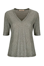 DOJA - Linen Viscose V Neck Short Sleeve T-shirt