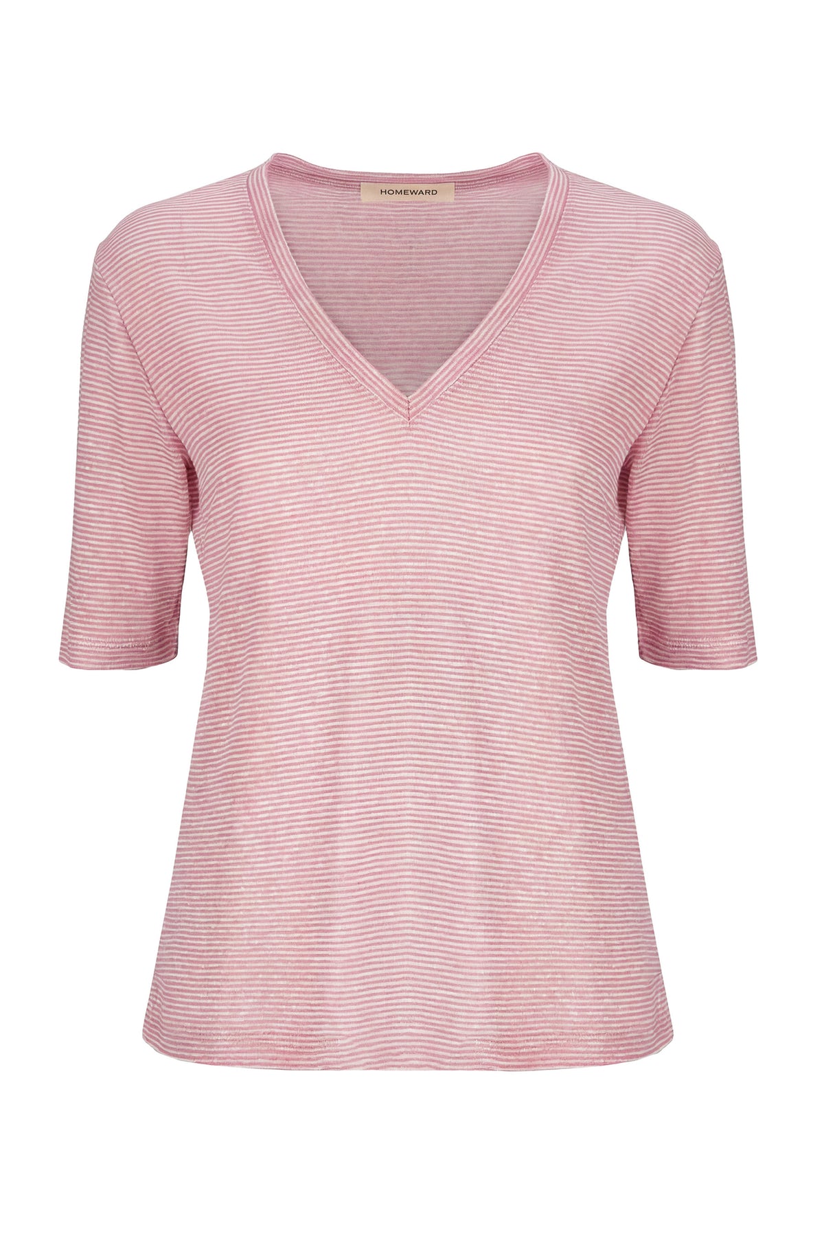DOJA - Linen Viscose V Neck Short Sleeve T-shirt