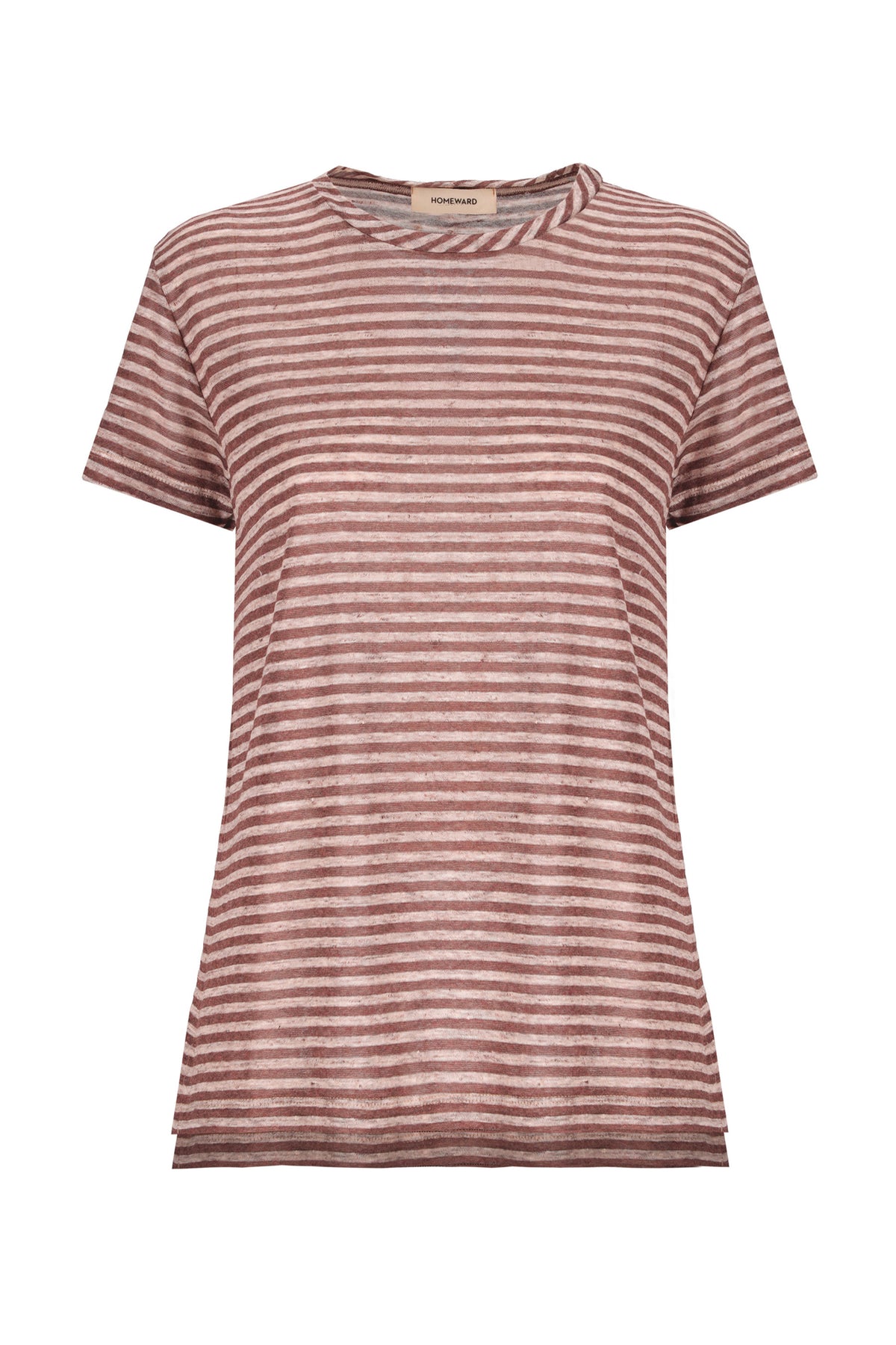INES - Linen Viscose T-shirt With Double Length
