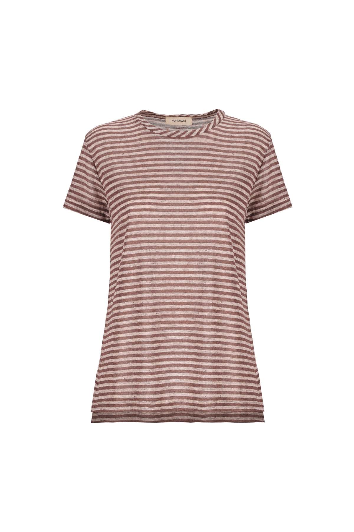 INES - Linen Viscose T-shirt With Double Length